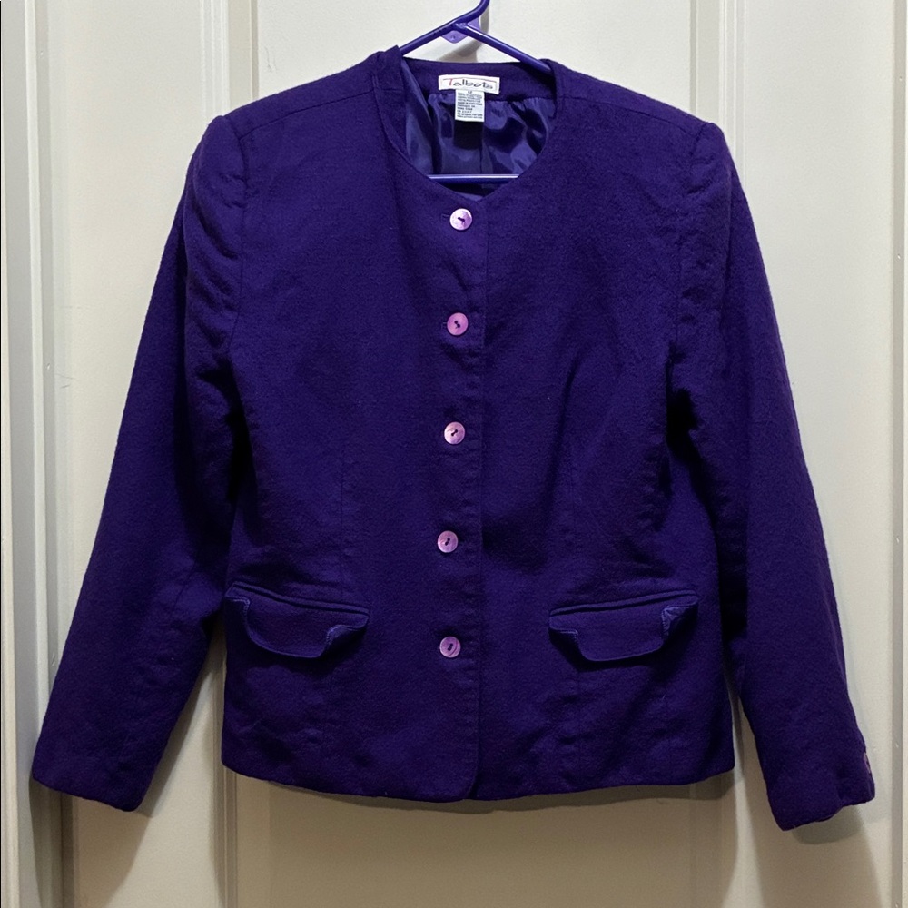 VINTAGE size 12 Talbots Women's Purple (grape) Blazer with shoulder pads